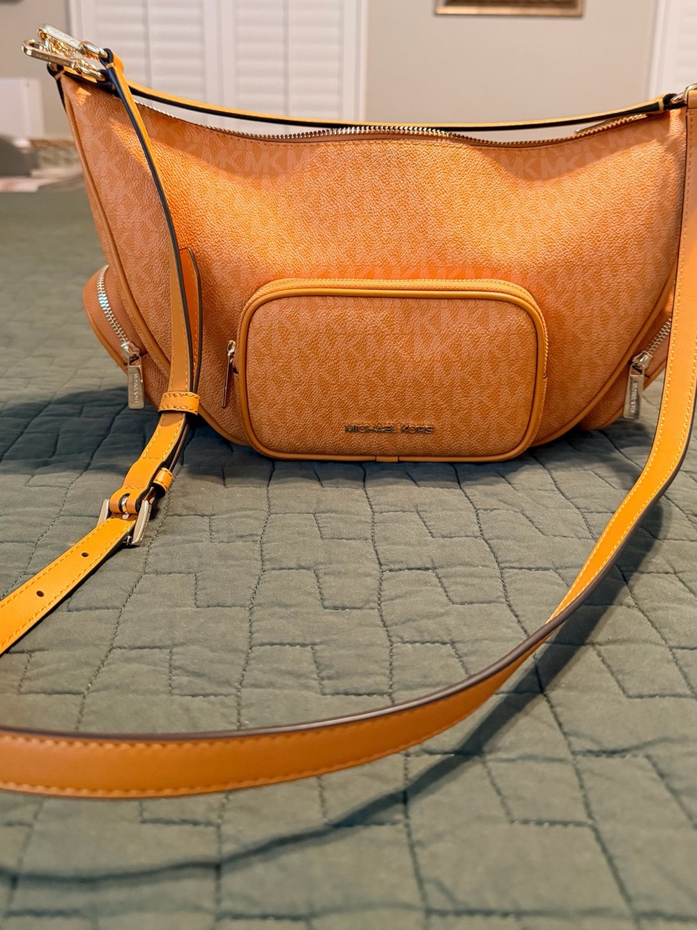 Michael Kors Orange Pebbled Leather Shoulder/Crossbody Bag